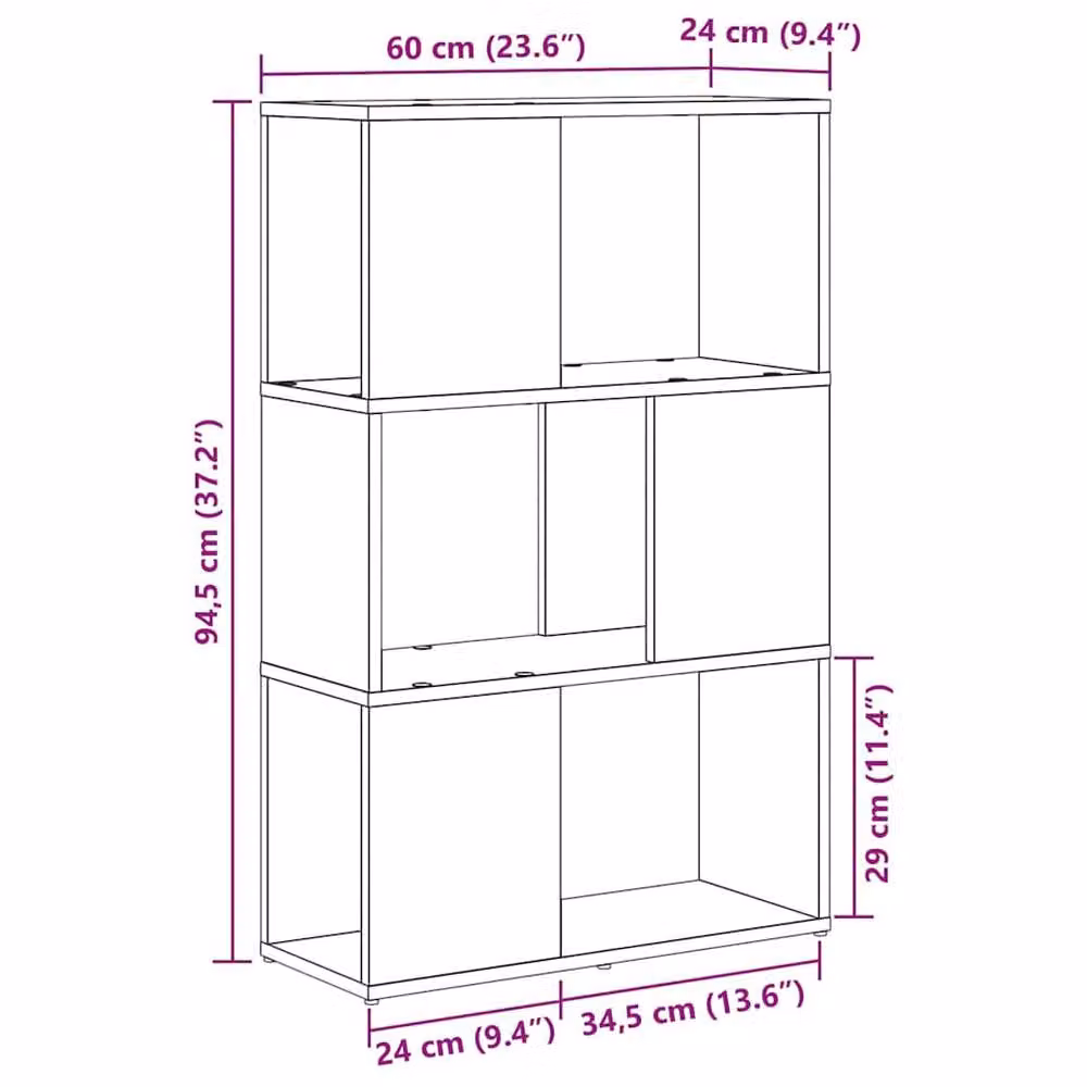 Berkfield Home Entertainment Centre in Brown Old Wood Engineered Wood, W: 60 cm, D: 24 cm, H: 94 cm – 5