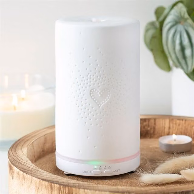Gloriously Good White Ceramic Heart Scatter Electric Aroma Diffuser with Fragrance Compartment