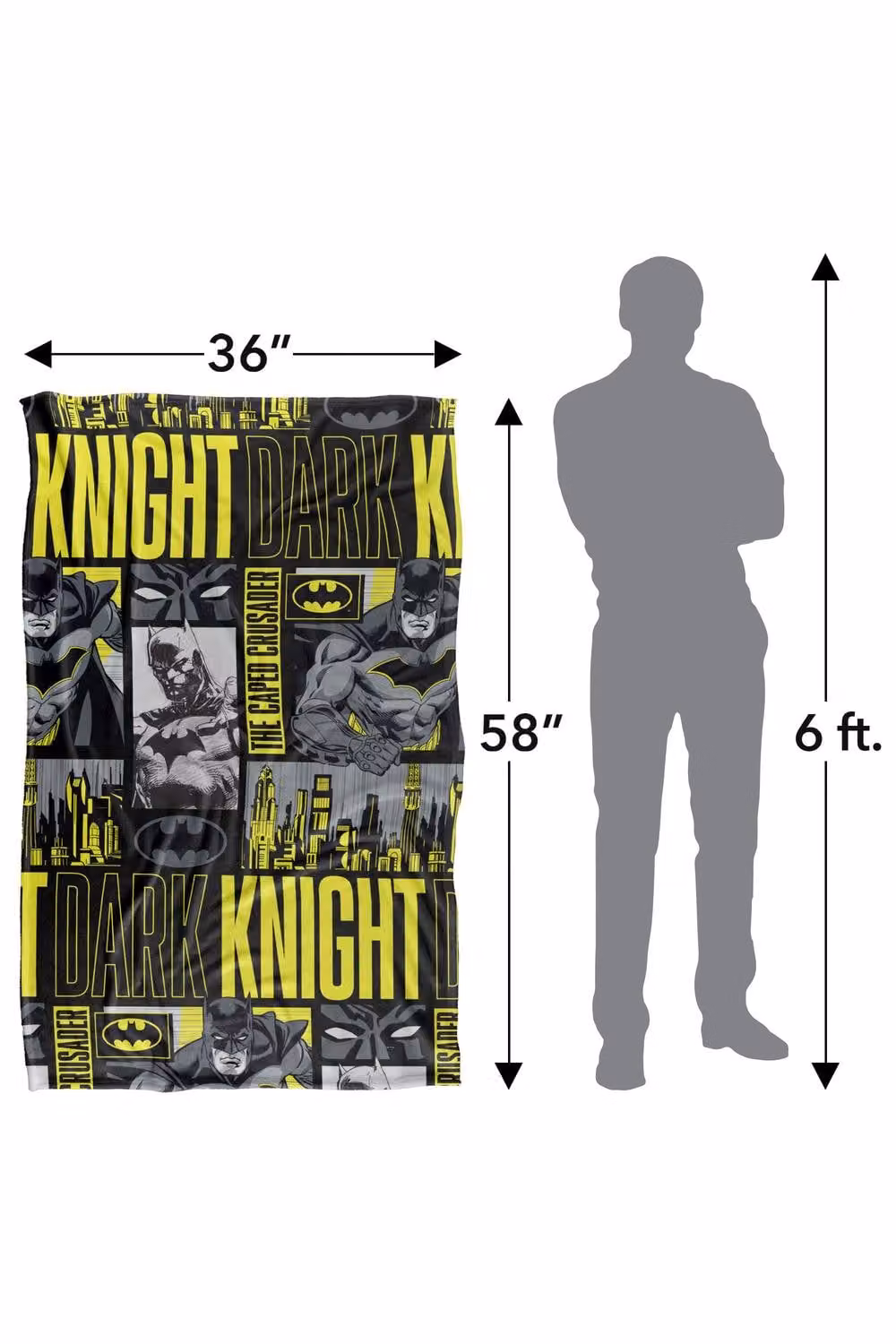 Warner Bros. Batman Dark Knight Panels Silky Touch Super Soft Fluffy Polyester Throw Blanket in Black and Multicolour, Large – 3