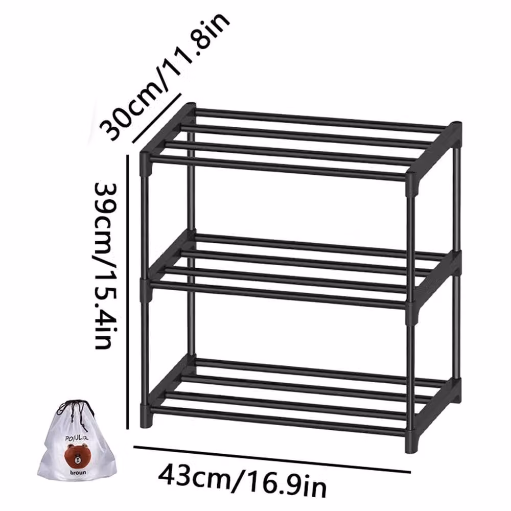 Kelvenix 3-Tier Freestanding Shoe Rack in Black – 2