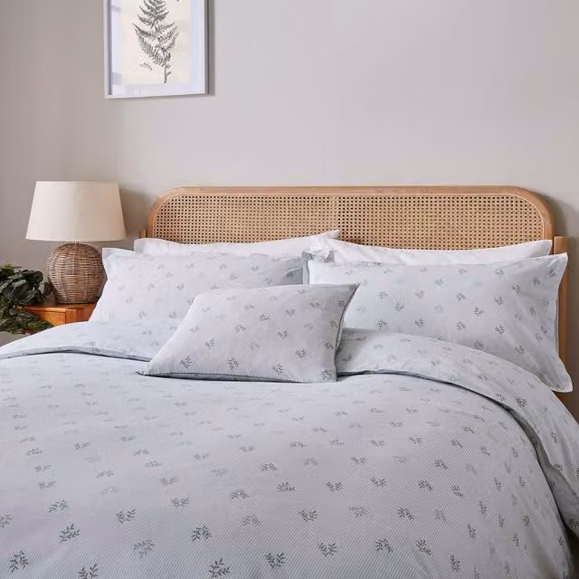 Murmur Thalia Single Cotton Percale Duvet Cover and Pillowcase Set in Green with Floral Design, W/D/H: 90 x 200 cm – 1