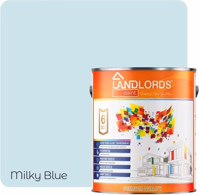 Landlords Paint Milky Blue Weatherproof Exterior Masonry Paint, 10 l