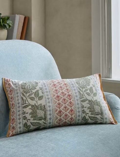 Laura Ashley Hedingham Stripe Pure Cotton Cushion in Green Mix