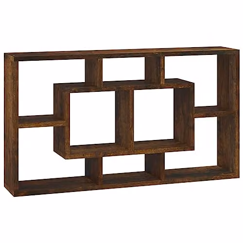 vidaXL Wall Mounted Display Shelf with 8 Compartments in Smoked Oak Brown