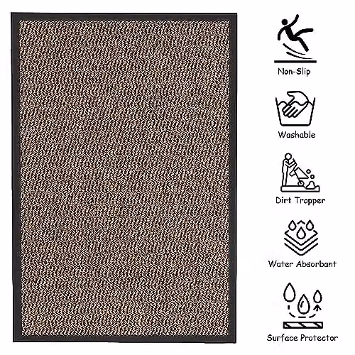 KAV Non-Slip Washable Dirt Trapper Door Mat in Brown and Black, W: 60 cm, D: 90 cm – 3