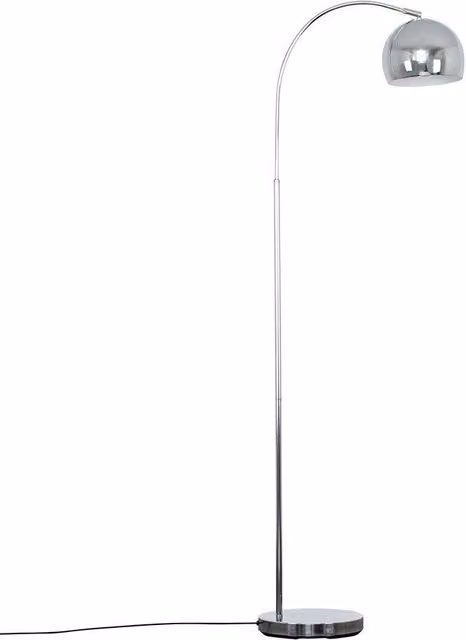 ValueLights Curva Modern Chrome and Silver Metal Floor Lamp with White Dome Shade, H 143 cm x W 30 cm x D 30 cm