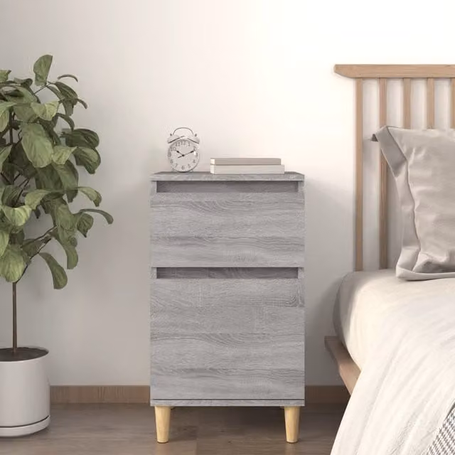 Berkfield Home Grey Sonoma Bedside Cabinet W: 40 cm, D: 35 cm, H: 70 cm