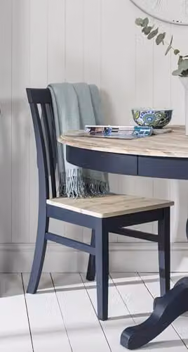 Statement Furniture Florence Highback Dining Chair with Acacia Wood Seat in Navy Blue, W45 x D53 x H94 cm – 3