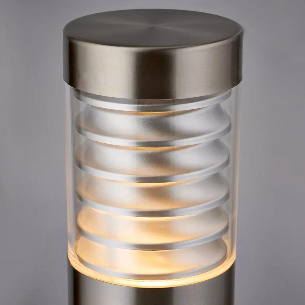 Loops 2 Pack Silver Stainless Steel Outdoor IP44 Bollard Lights for Garden and Terrace – 3