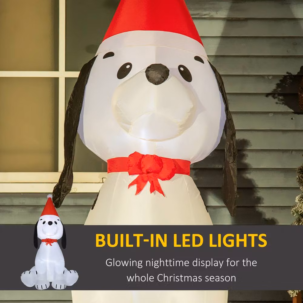 STILVORA Inflatable Christmas Dog Decoration with LED, White, Height: 190 cm – 4