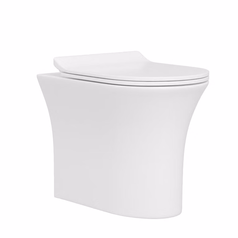 Royal Bathrooms Breeze Rimless Back to Wall Toilet Pan with Slim Soft Close Seat, White Ceramic