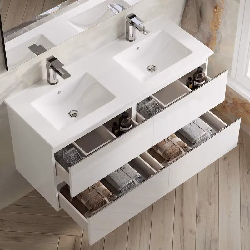 Banyetti Vatilla Wall Hung Vanity Unit with Lira Basin, Gloss White, W: 120 cm, D: 45 cm, H: 59 cm – 3