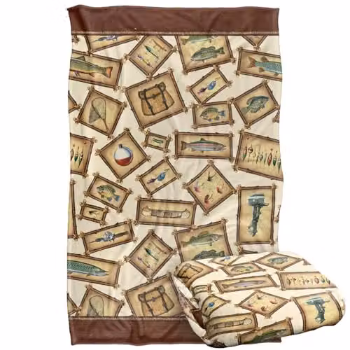 JQ Licensing Lodge Fishing Silky Touch Super Soft Fleece Throw Blanket, Multicolour, W: 91 cm, H: 147 cm – 1