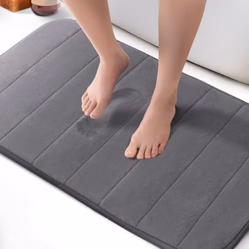 Keplin Memory Foam Bath Mat, Grey, W: 50 cm, D: 80 cm