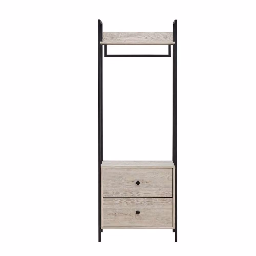 Timber Art Design Zahra Open Wardrobe with Two Drawers in Brown – 2