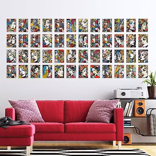 Artery8 50 Piece Pop Art Bubble Comic Halftone Aesthetic Collage Kit, Multicolour Paper Wall Art Prints, W: 15 cm, H: 10 cm – 2