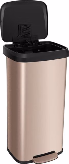 Gymax 68L Rose Gold Stainless Steel Recycling Pedal Bin with Soft Close Lid and Odour Filter – 1