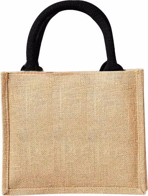 Westford Mill Jute Mini Gift Bag, Pack of 2, Beige and Black