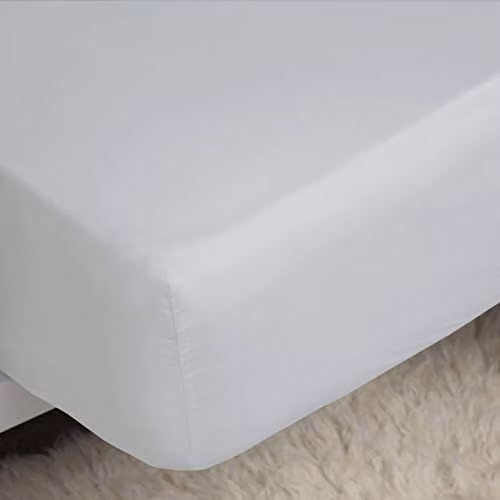 Belledorm Easycare 200 Thread Count Cotton Polycotton Percale Fitted Sheet, Single, Light Grey, W/D/H: 90 x 190 x 30 cm