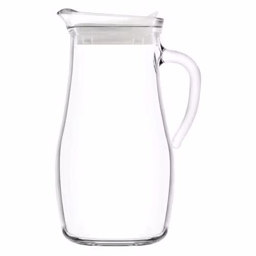 LAV Misket Glass Water Jug with White Silicone Lid, 1.8 l, Transparent