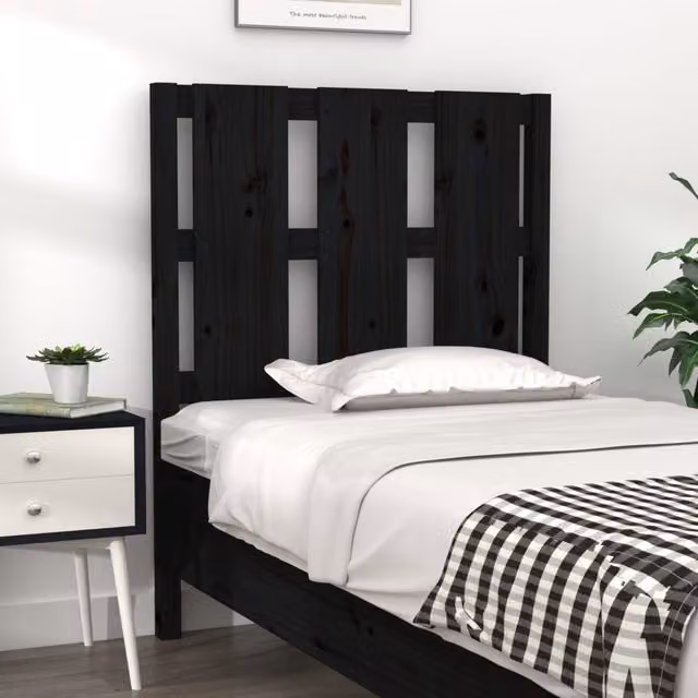 Berkfield Home Rustic Black Solid Pine Wood Bed Headboard W/D/H: 80.5 x 4 x 100 cm – 1