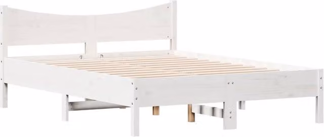 Berkfield Home Beautiful Bed Frame in White Solid Pine, W/D/H: 120 x 200 cm
