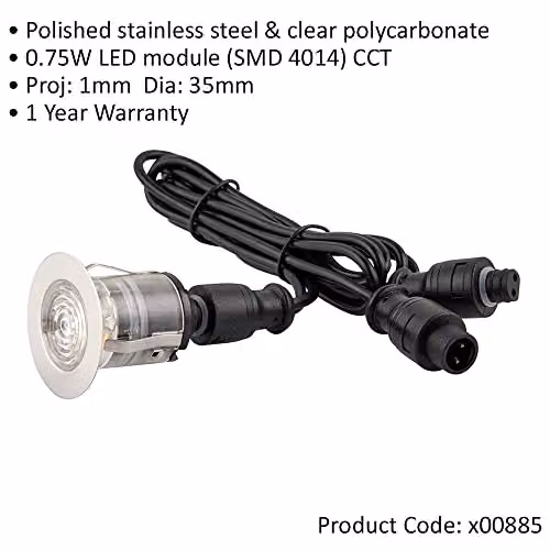 Loops 4 Pack Single 35mm Recessed Decking Light Module, CCT LED, Silver Stainless Steel and Transparent Polycarbonate – 2