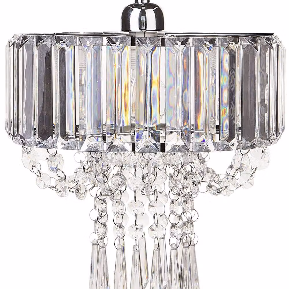 Wyld and Coco Transparent Acrylic Droplet Pendant Lamp in Clear with Chrome Finish, Height: 83 cm – 2