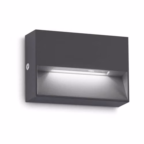 Netlighting Dedra Rectangular LED Outdoor Flush Wall Lamp in Anthracite Black, 160Lm, 3000K, IP65
