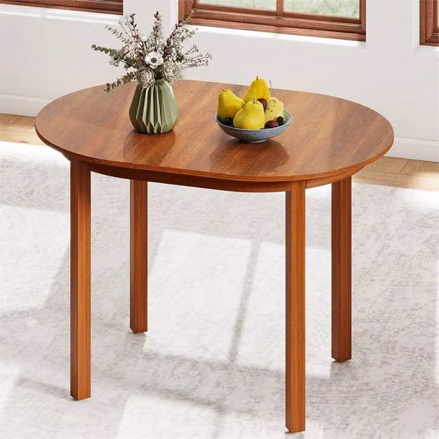 FORGEVIO Modern Oval Wooden Dining Table in Brown Walnut, W/D/H: 110 x 77 x 78 cm – 1