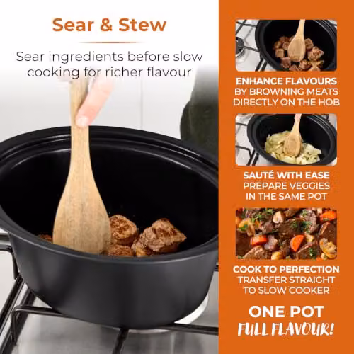 Tower Sear & Stew 3.5L Slow Cooker in Black and Rose Gold – 9