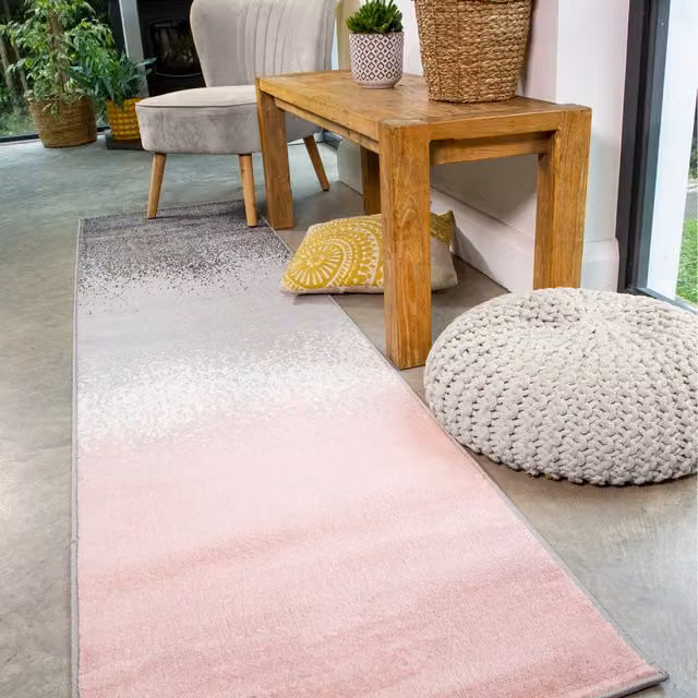 The Rug House Super Soft Distressed Gradient Abstract Area Rug in Blush Pink, W: 240 cm, D: 60 cm
