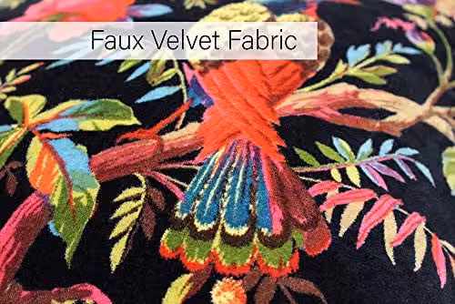 Riva Paoletti Paradise Square Cushion with Colourful Bird Print in Black Faux Velvet and Cotton, W/D/H: 50 x 50 x 50 cm – 3
