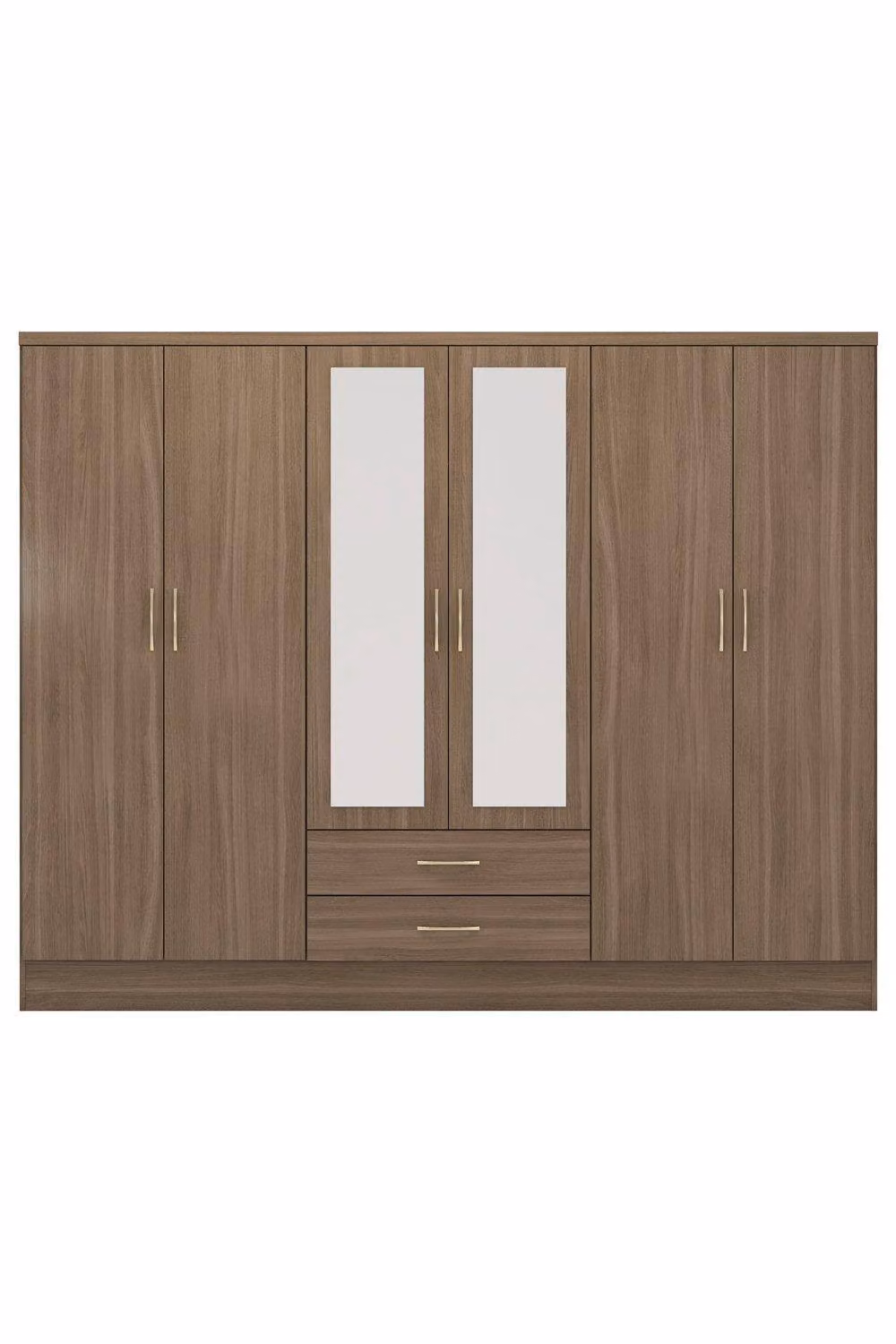Seconique Nevada 6 Door 2 Drawer Mirrored Wardrobe in Wild Oak Brown – 4