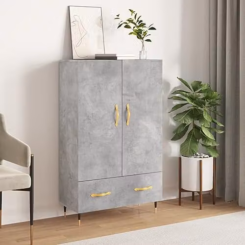 vidaXL Modern Highboard in Concrete Grey with Hinged Doors and Internal Shelves, W/D/H: 69.5 x 31 x 115 cm – 2