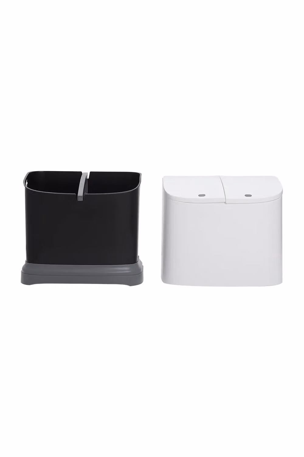 Living and Home 48L Pedal Rubbish Bin with 3 Removable Compartments and Wheels, White – 4