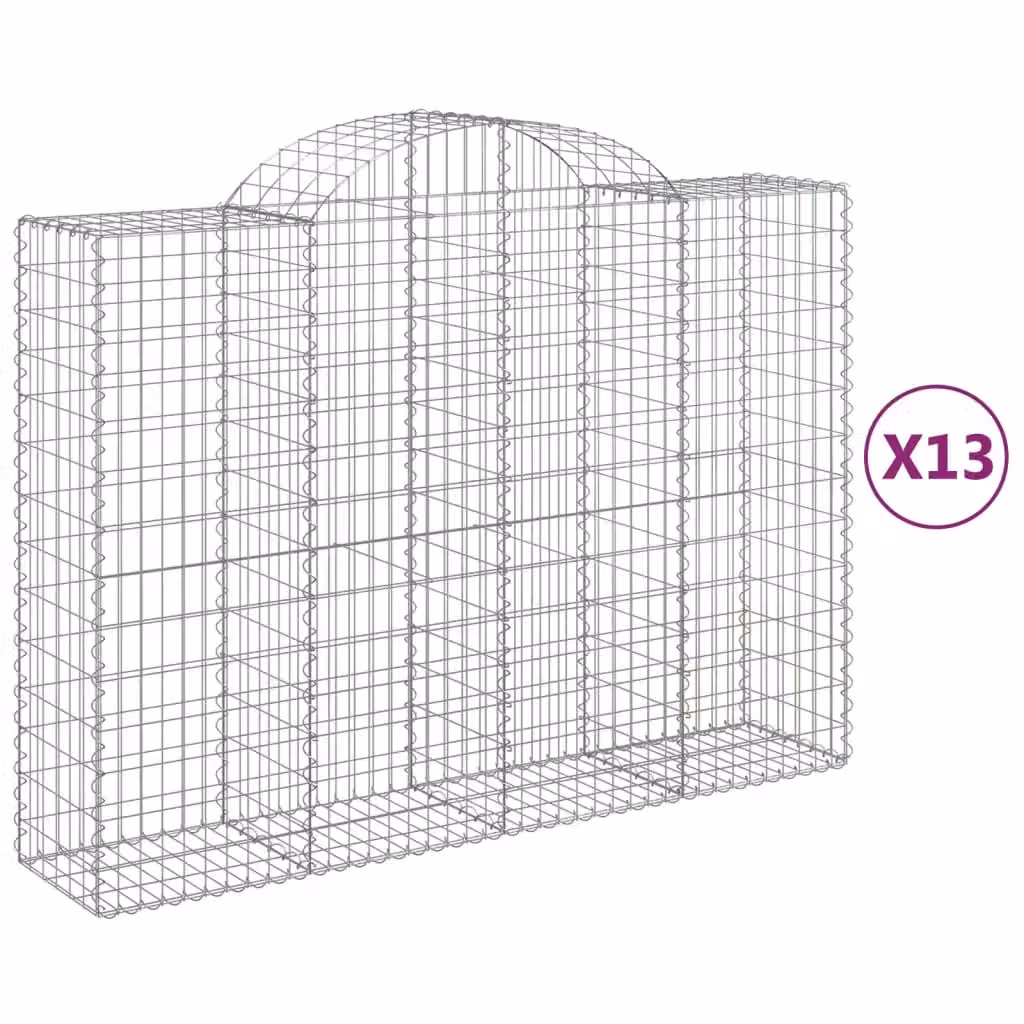 Berkfield Home Arched Gabion Baskets, 13 Piece Set, Silver Galvanised Steel, W: 200 cm, D: 50 cm, H: 140-160 cm – 2