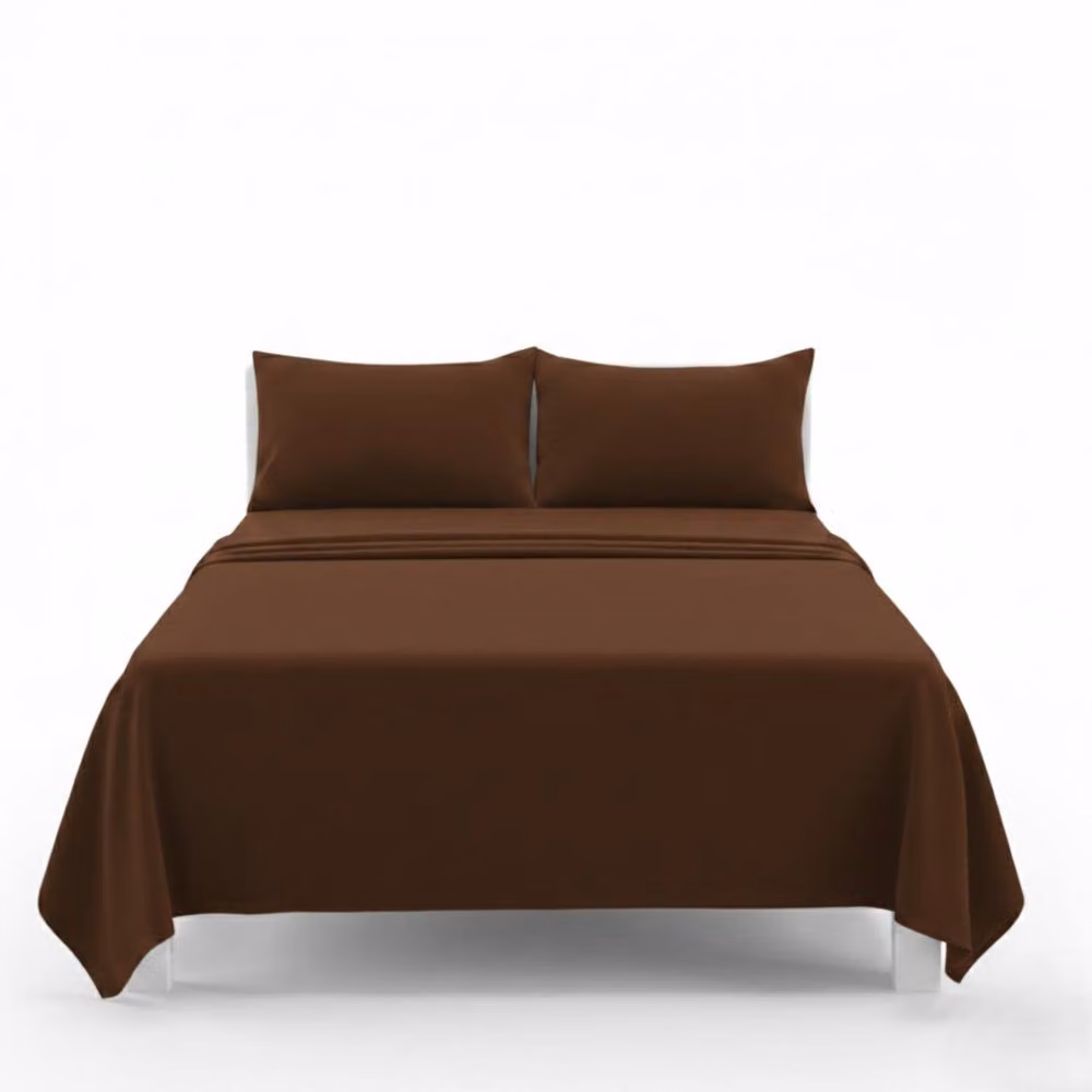 Snug City Easy Care Polycotton Flat Bed Sheet in Brown, Super King, 200 x 200 cm – 2