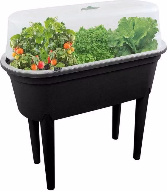 EONLION Freestanding Raised Garden Planter with Lid in Black, W/D/H: 84 x 77 x 38 cm – 1