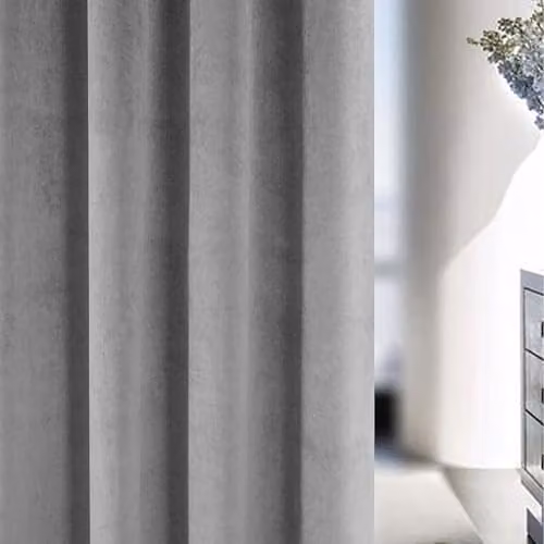 Enhanced Living Grey Velvet Blackout Thermal Eyelet Curtains, W: 168 cm, H: 137 cm – 2