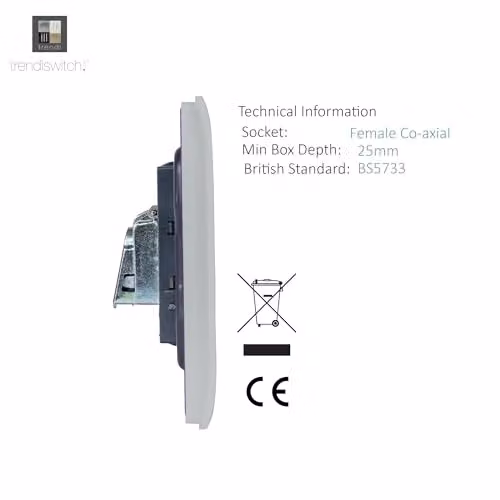 Trendi Switch 1 Gang Flush Co-Axial Television Socket in Silver – 2