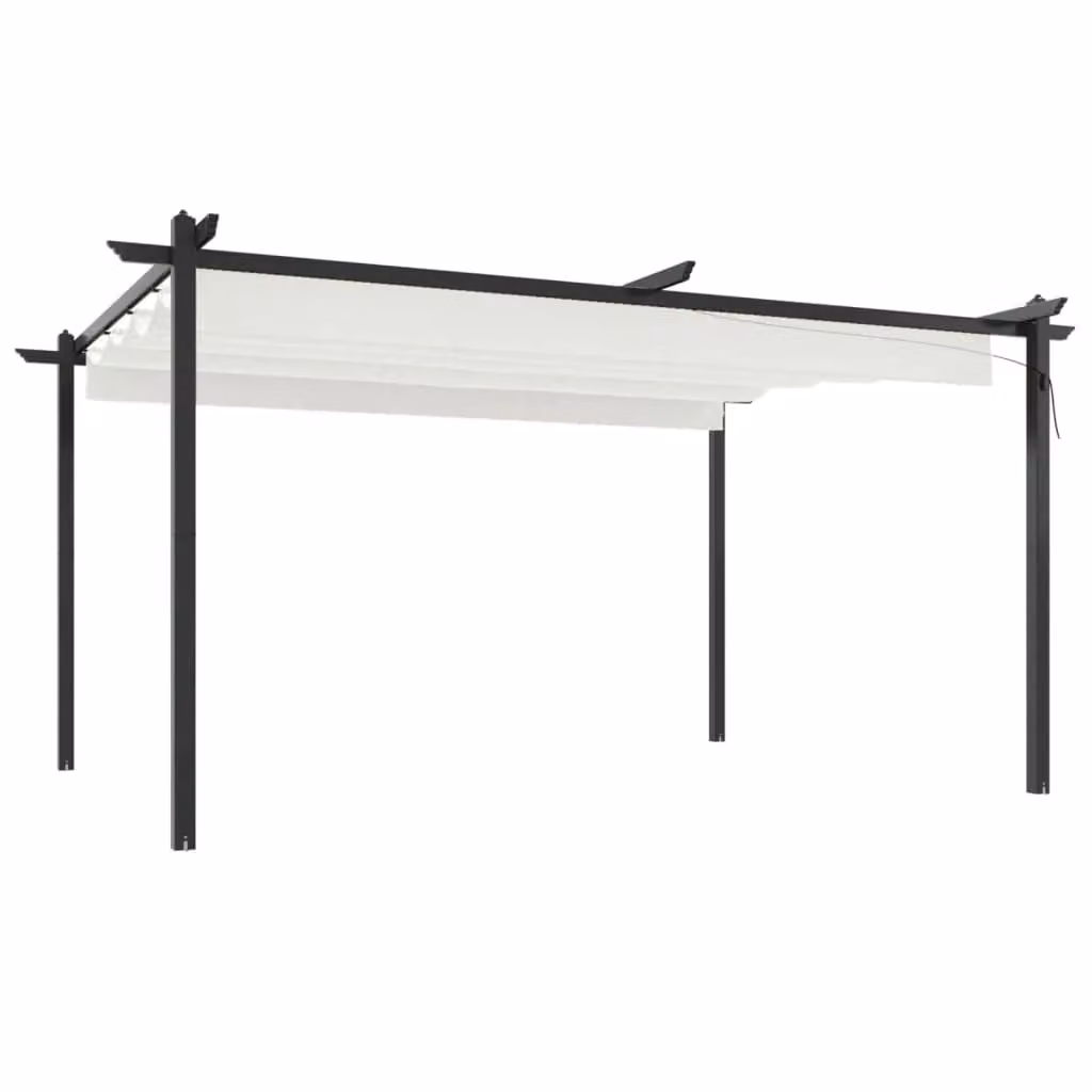 Berkfield Home Garden Gazebo with Retractable Roof, Beige, W: 400 cm, D: 300 cm, H: 300 cm – 2