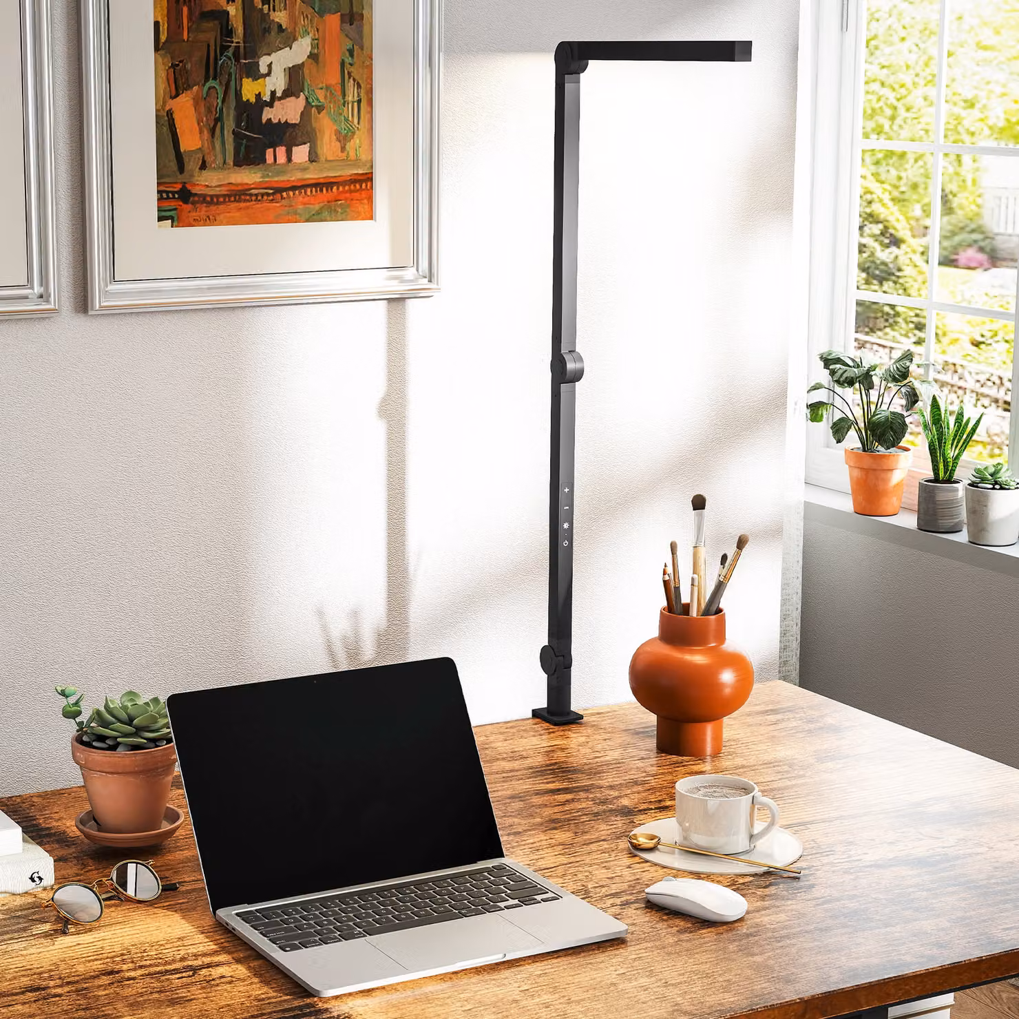 HOMCOM LED Desk Lamp in Black, Dimmable and Adjustable Task Light with Clamp and Touch Control – 5