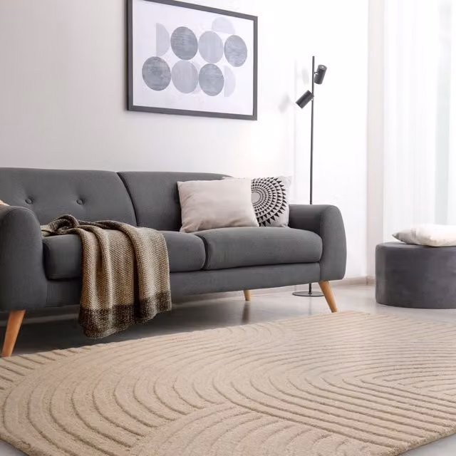 The Rug Shop UK Beige Handmade Modern Geometric Wool Rug W: 200 cm, D: 290 cm