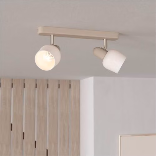 Loops Modern Double Ceiling Spotlight in Silver and Black Metal