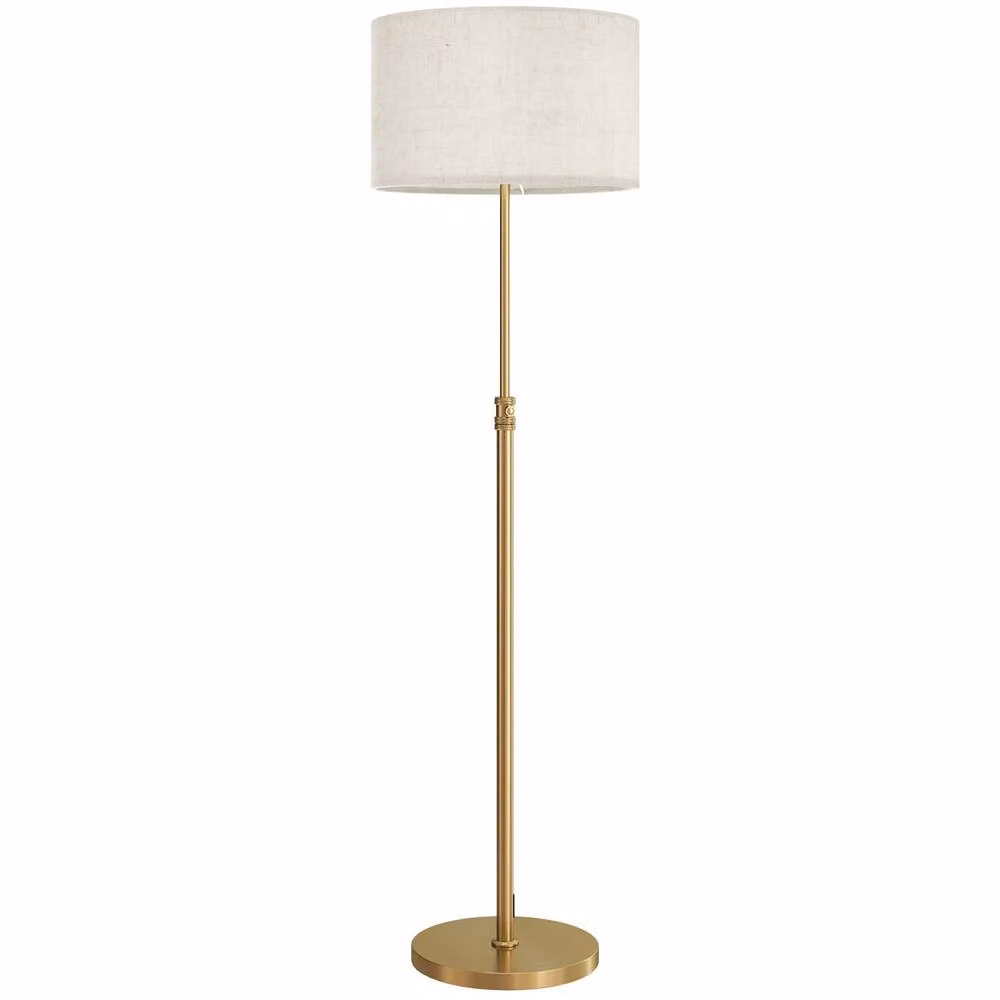 Wyld Haus Mava Adjustable Dimmable LED Floor Lamp in Gold and Beige with Linen Shade, Height: 168 cm – 2