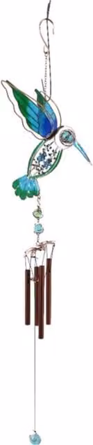 KDMK Blue and Green Hummingbird Metal Hanging Windchime, Height: 79 cm