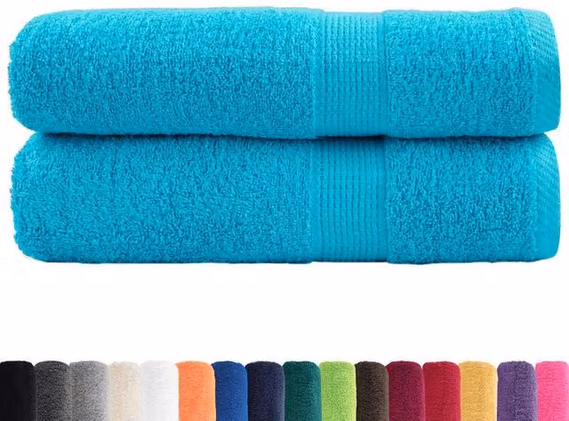 Berkfield Home SOLUND Premium Cotton Terry Hand Towels, 2 Pack, Turquoise, W: 50 cm, L: 100 cm, 600 gsm – 1