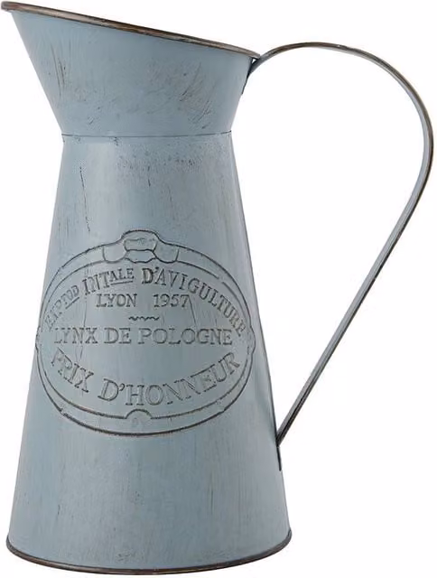 Living and Home Vintage Metal Tabletop Vase in Blue