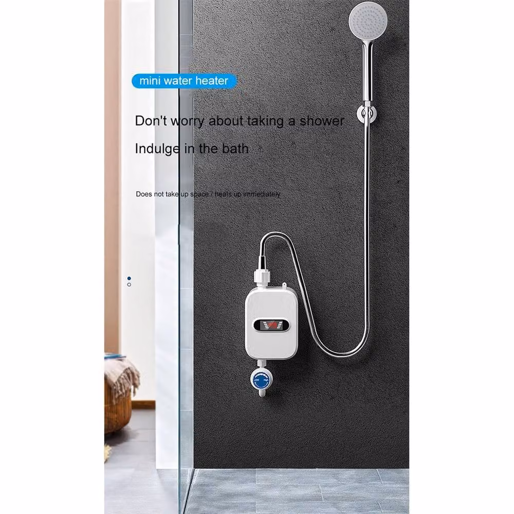 Ventryn White Matt Instant Thermostatic Electric Tankless Shower System with Electronic Display – 4
